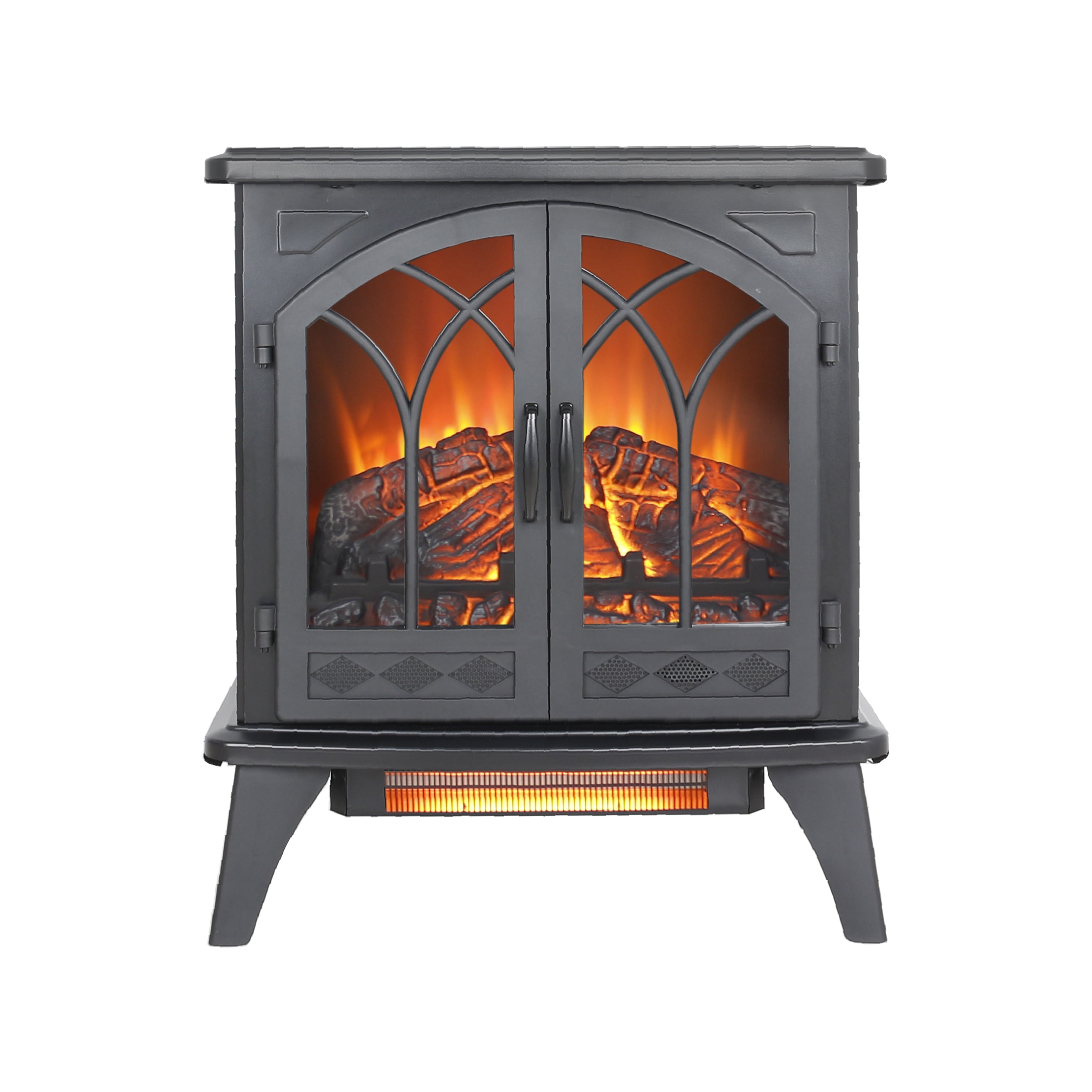 24'' Freestanding Electric Fireplace Heater Stove, Legahome Portable Infrared Fireplace Heater with Remote Control, 3D Realistic Flame, Adjustable Brightness, Temp Control and Timer, CSA Certified