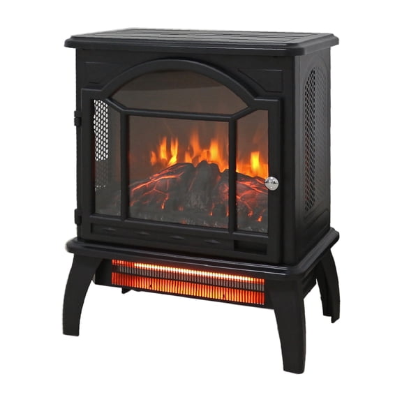Electric Fireplace Heater Stove, Legahome 18'' Freestanding Infrared Fireplace Heater with Remote Control, 3D Realistic Flame Effects, Adjustable Brightness, Temp Control and Timer, CSA Certified