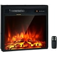 thumbnail image 1 of Electric Fireplace Insert 18 Inch, Recessed Fireplace Heater with 5-Level Adjustable Brightness, Remote & 9H Timer, Overheat Protection, 750W/1500W, Fireplace Insert for TV Stand, Black, 1 of 9