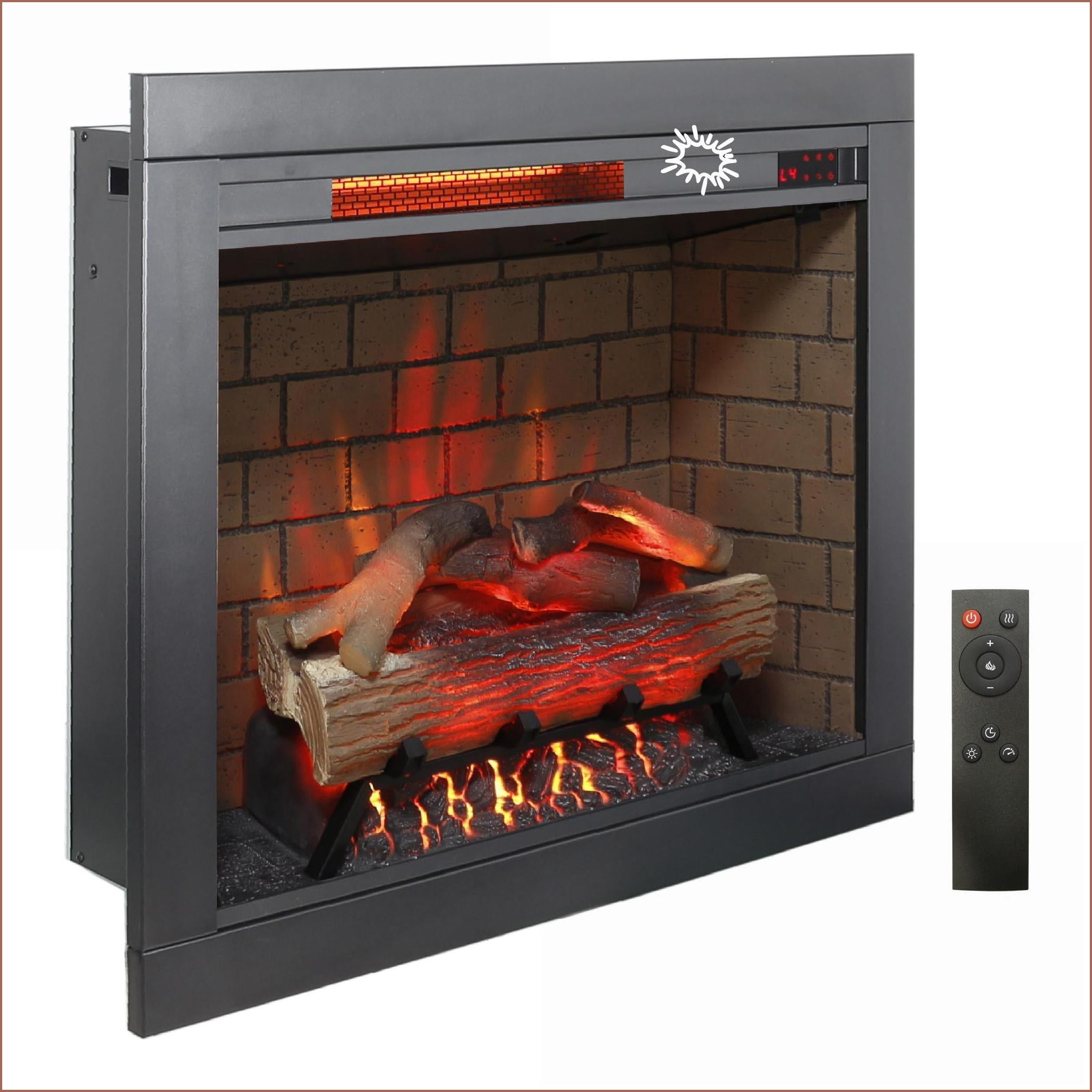 Electric Fireplace Insert, 28 Inch Western Modern with 3D Flame, Fire Crackling Sound & Touch Panel | Vent Free | Electric