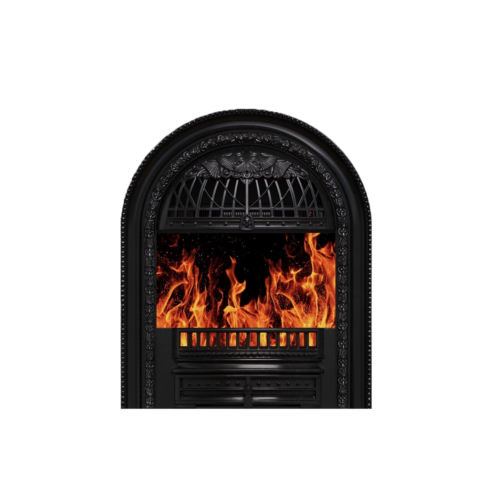 Electric Fireplace Insert, Vintage Birdcage Heater with Remote Control, Black