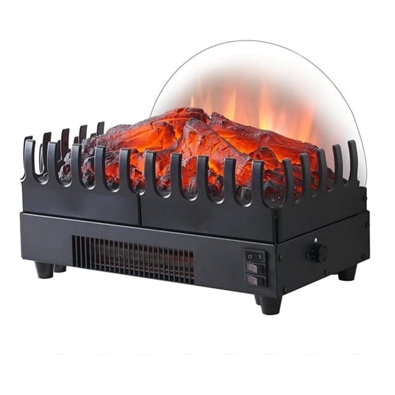 Electric Fireplace Log Heater, 16" Fireplace Inserts with Realistic Ember Bed, Thermostat, 750/1500W, Black