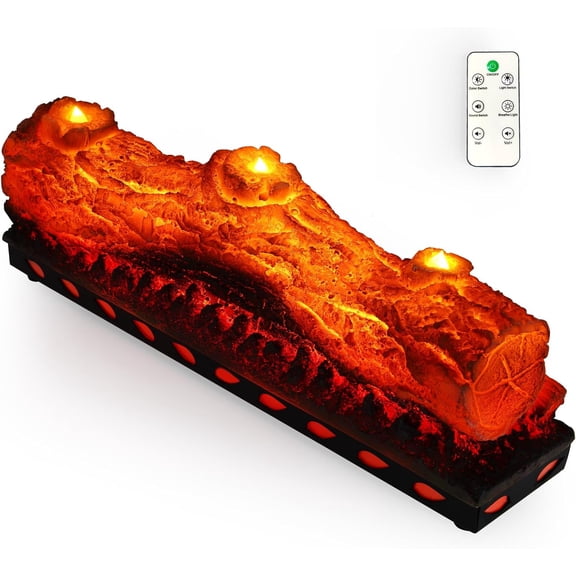 Electric Fireplace Logs Realistic Flame Effect Candle LED Flame Light USB Powered Electric Fireplace Remote Control Fireplace Placement Home Decoration 12.4*5.91*7.87 In No Heat Function