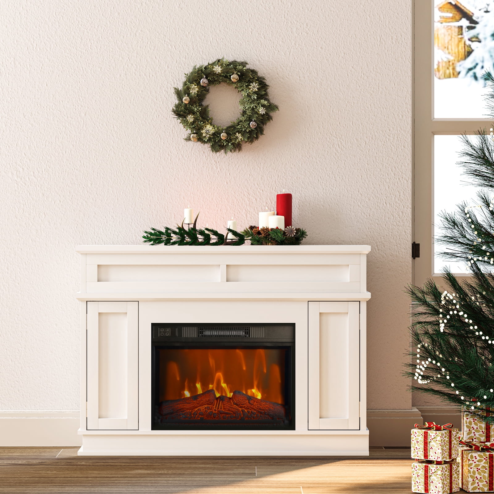 Electric Fireplace with Mantel 23" Flame Electric Fireplace Insert