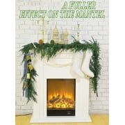 Electric Fireplace Mantel Package Wooden Surround Firebox TV Stand Free Standing Electric Fireplace Heater with Logs, Adjustable Led Flame, Remote Control, 750W-1500W, Lvory White