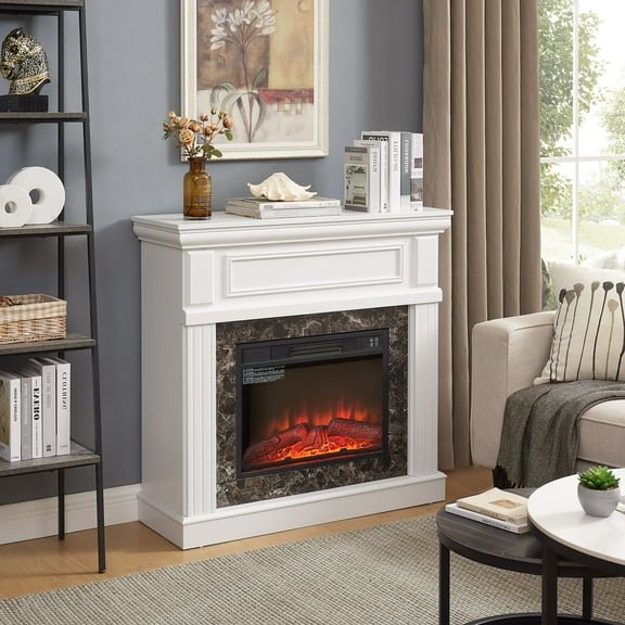 Electric Fireplace Mantel in 23" Insert & Adjust Flame Adjustable Temperature & Timer Compact Design - Stylish Heating Solution For Small Spaces