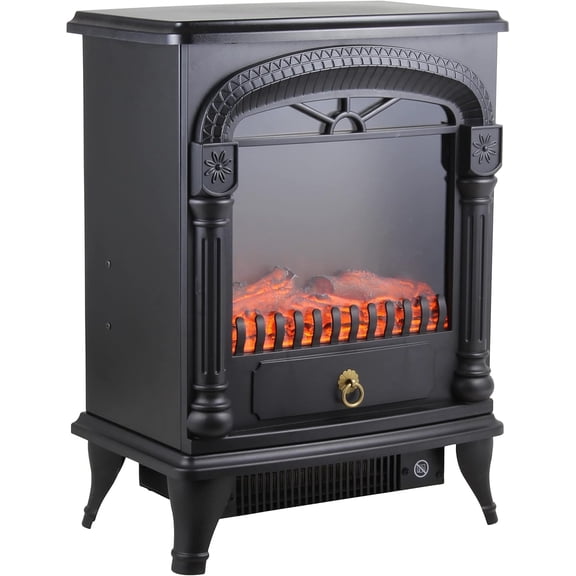 Electric Fireplace Space Heater, Traditional Warm Stove Style, Realistic 3D Flame Effect, Adjustable Thermostat, & Overheat Protection, Ideal for Home, Bedroom, & Office, 1,500W, CZFP4