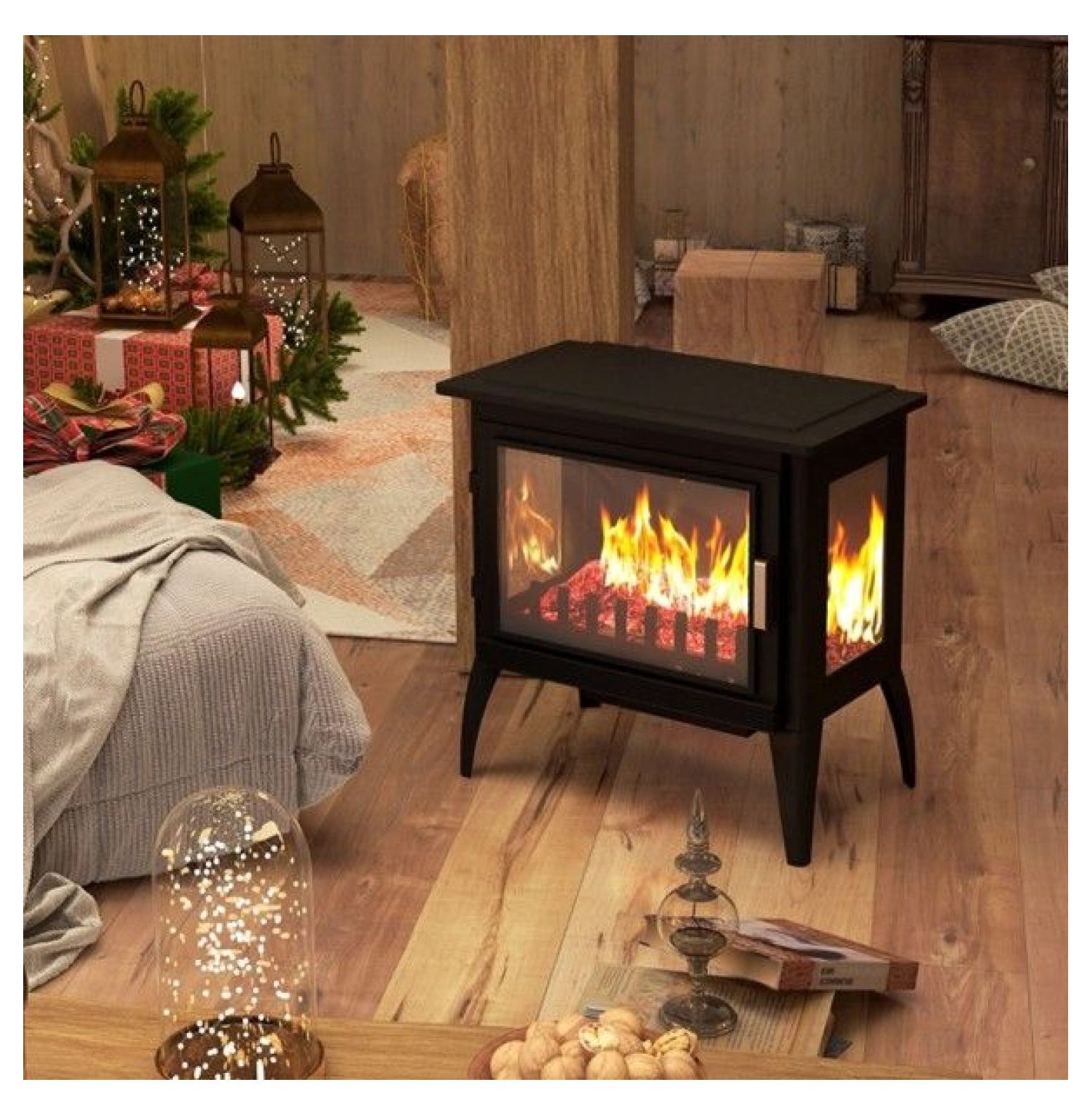 Electric Fireplace Stove, 1000/1500W Freestanding Heater, 24 Inch