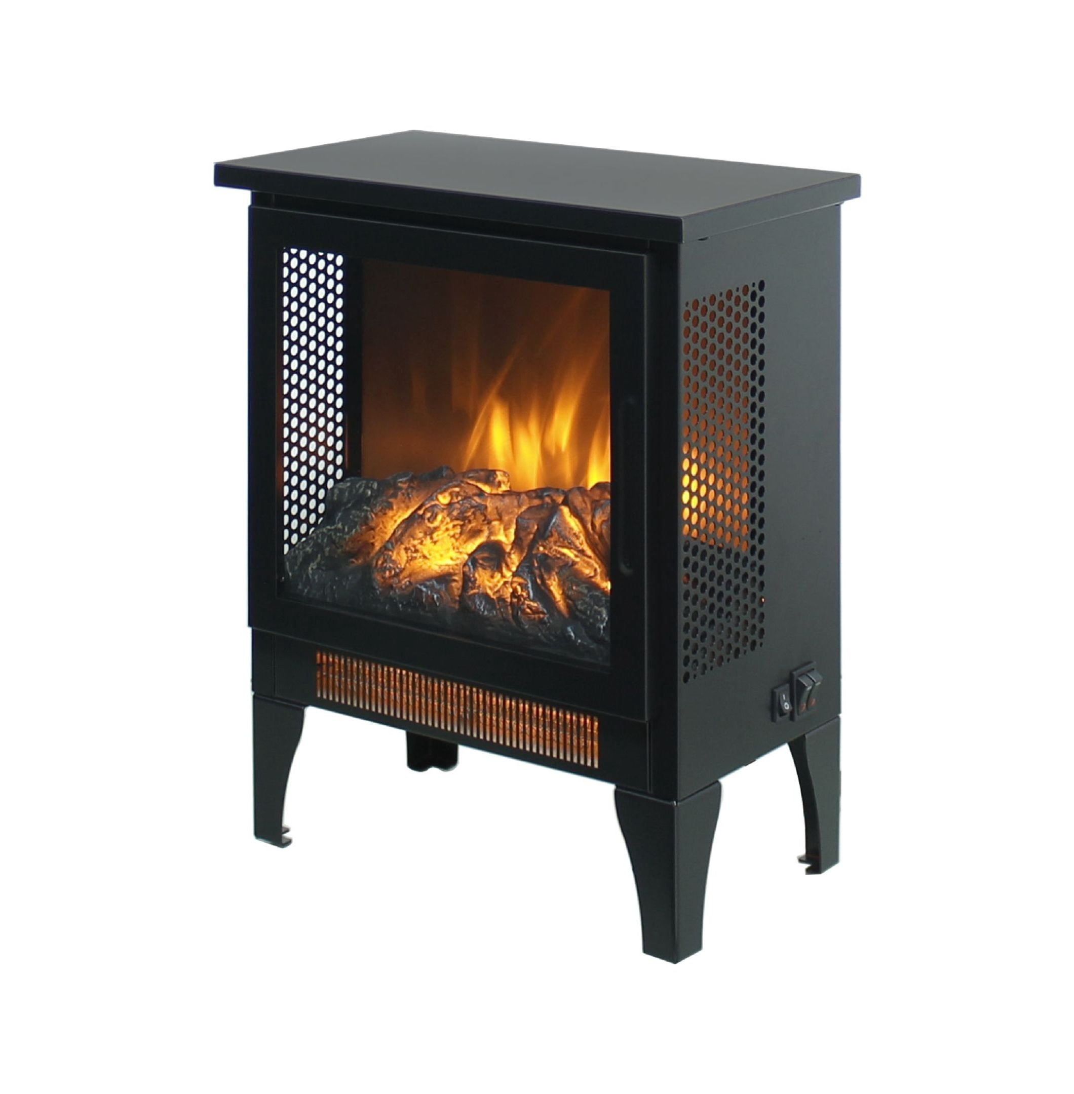 Electric Fireplace Stove, 17 Inch Freestanding Heater with 3D Flame Effect, 1400W/700W, 400 Sq Ft Heating, CSA/UL Certified, for Home & Living Room