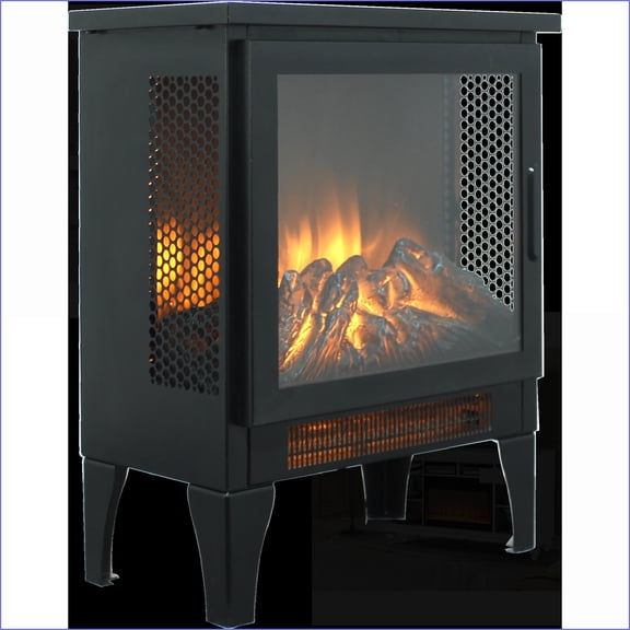 Electric Fireplace Stove, 17-Inch Freestanding with 3D Flame & Two-Speed Heat | Freestanding | Antique Black