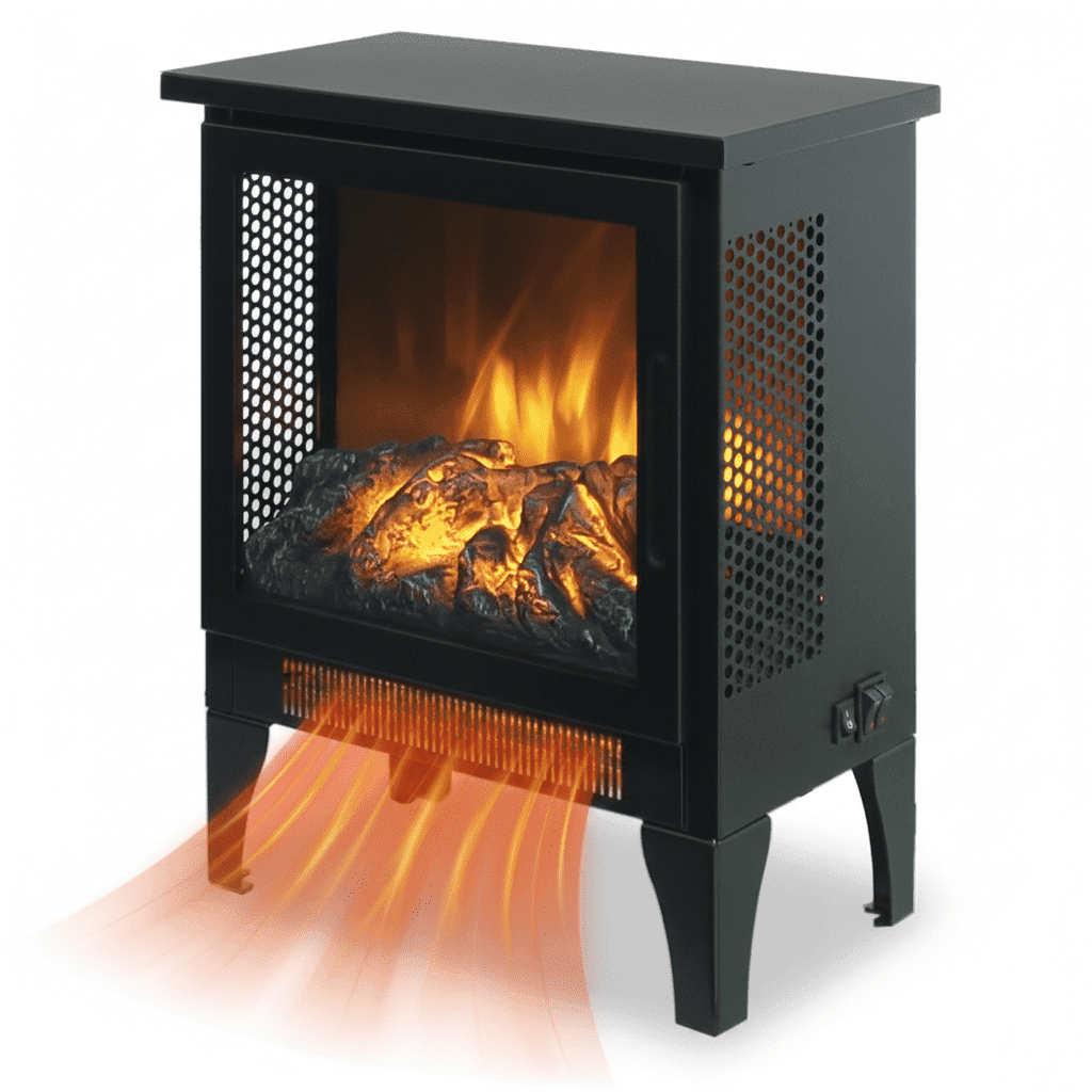 Electric Fireplace Heater, Legahome 16'' Freestanding Fireplace Heater Stove, 3D Realistic Flame Effects, Adjustable Brightness and Heating Mode, Overheat Protection, CSA Certified, Black