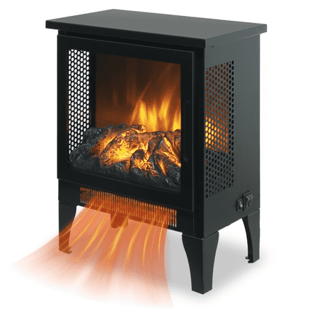 Electric Fireplace Heater, Legahome 16'' Freestanding Fireplace Heater Stove, 3D Realistic Flame Effects, Adjustable Brightness and Heating Mode, Overheat Protection, CSA Certified, Black
