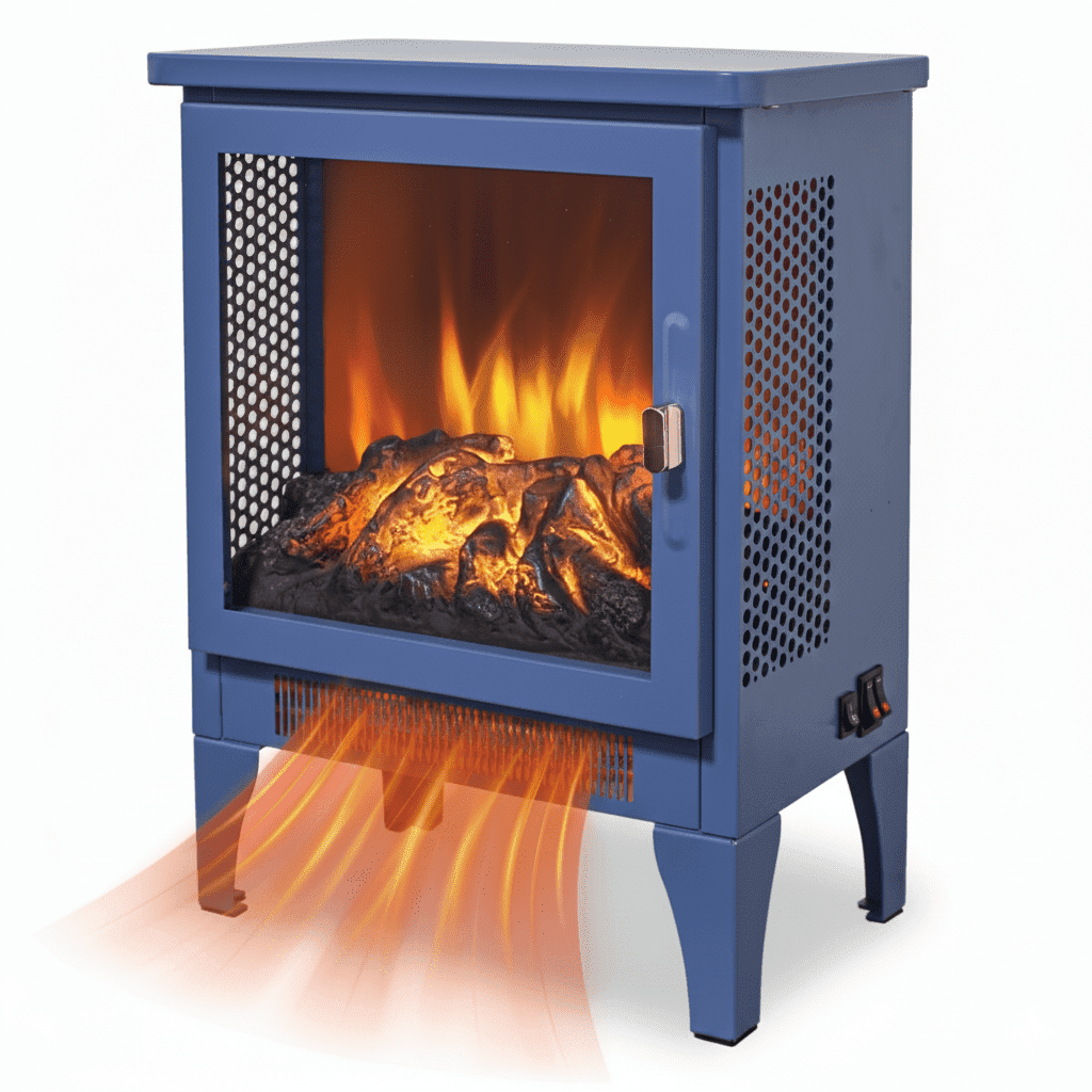 18'' Electric Fireplace Heater, Freestanding Fireplace Heater Stove, Infrared Quartz Electric Fireplace with 3D Realistic Flame Effects, Fireplace Stove with Overheat Protection, CSA Certified, Blue