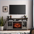 thumbnail image 1 of Electric Fireplace TV Stand, 55 Inch Media Console with Storage, Gray Wash | Tempered Glass+MDF | Insert, 1 of 24