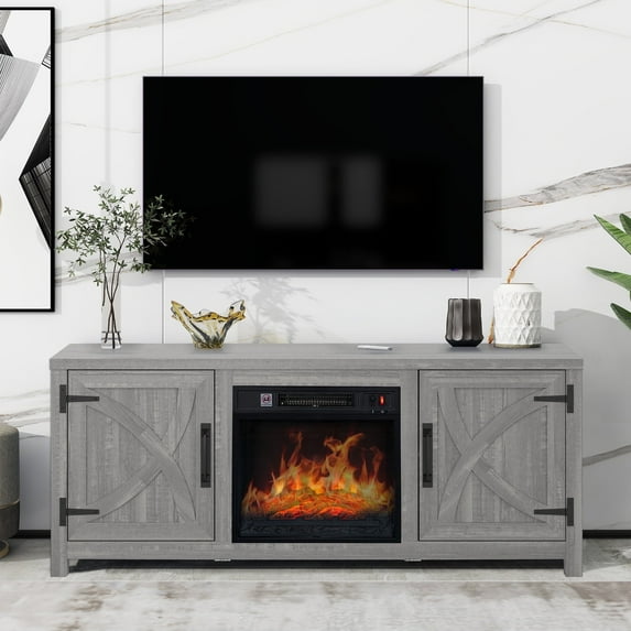 IHOMEadore Electric Fireplace TV Stand up for 65" TVs, Rustic Media Console with Storage, Adjustable Shelves, Heater