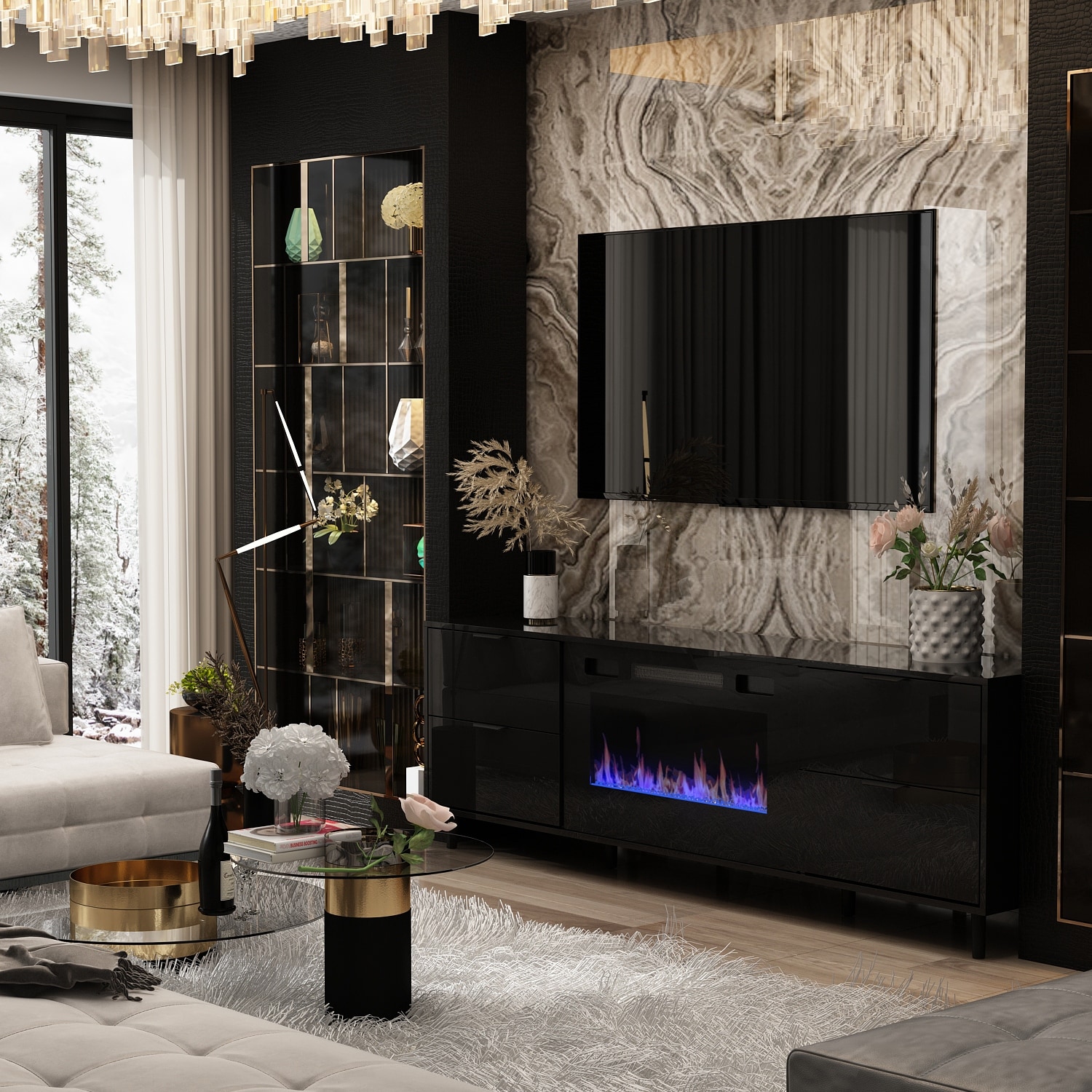 Electric Fireplace TV Stand Entertainment Center Remote Control