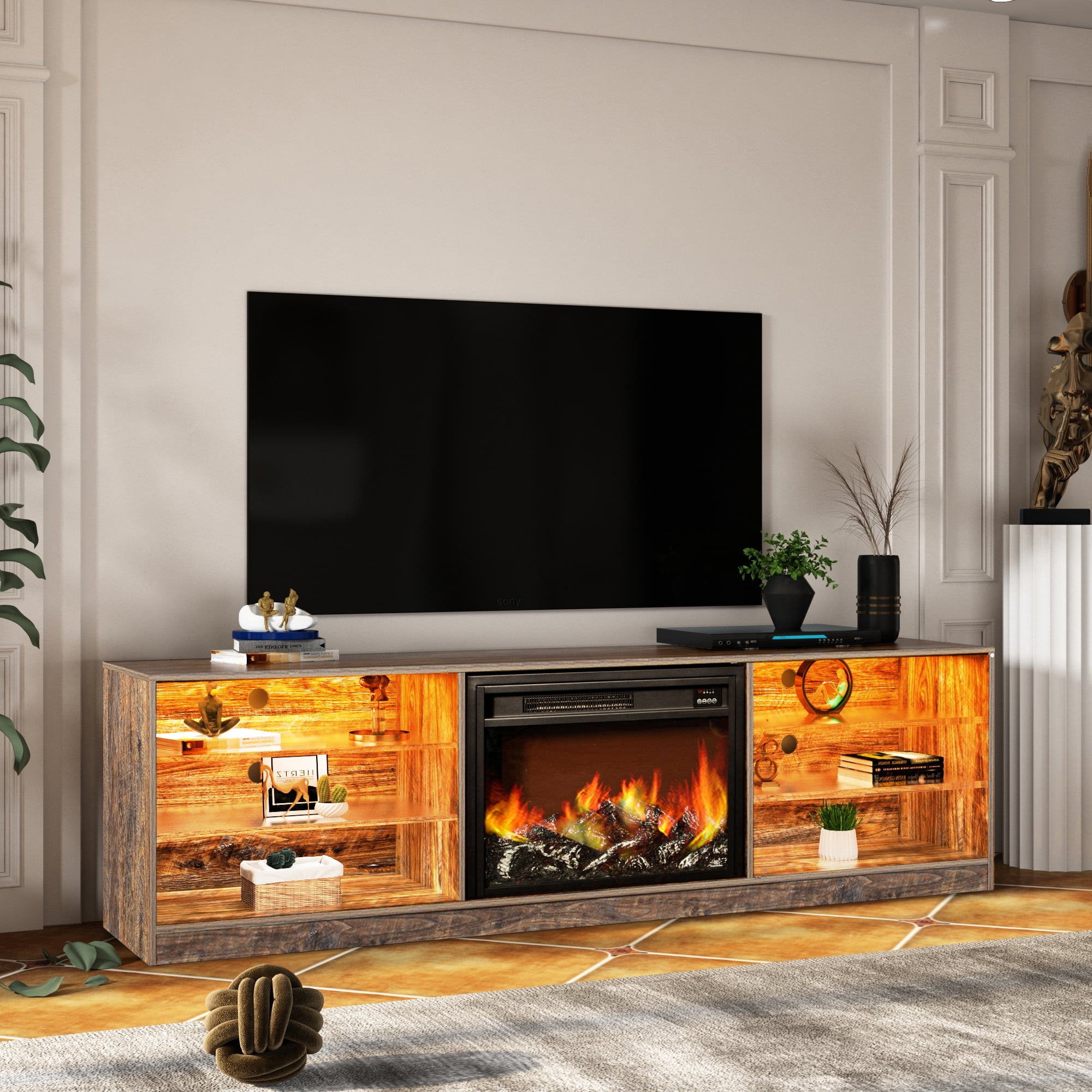 Electric Fireplace TV Stand Wood Mantel for TV Up to 70