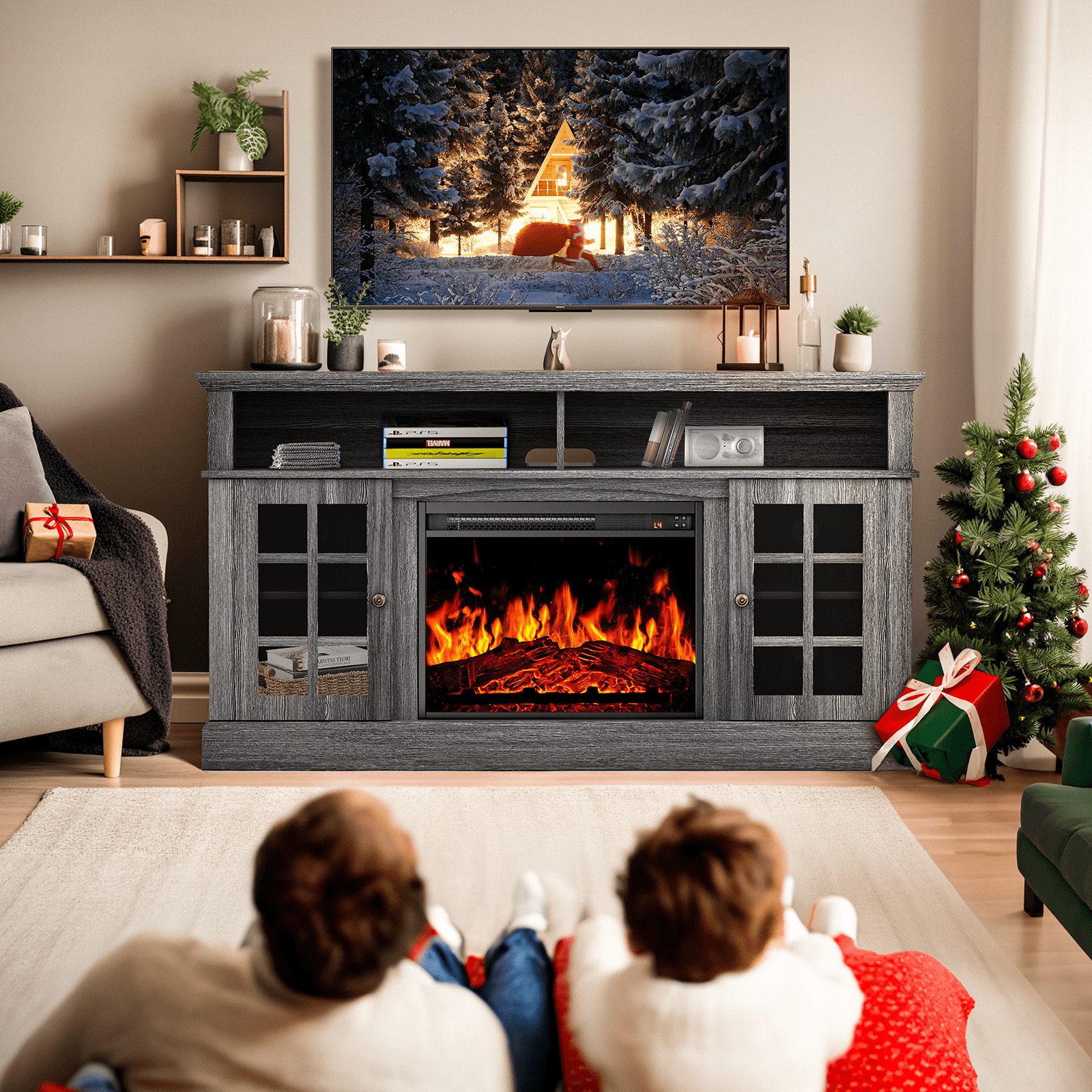 Electric Fireplace TV Stand for 65 TVs with Remote Control Fireplace Entertainment Center TV Console Table with 23 Fireplace Holds up to 200 lbs Shop Black Friday Deals for 2024 Walmart