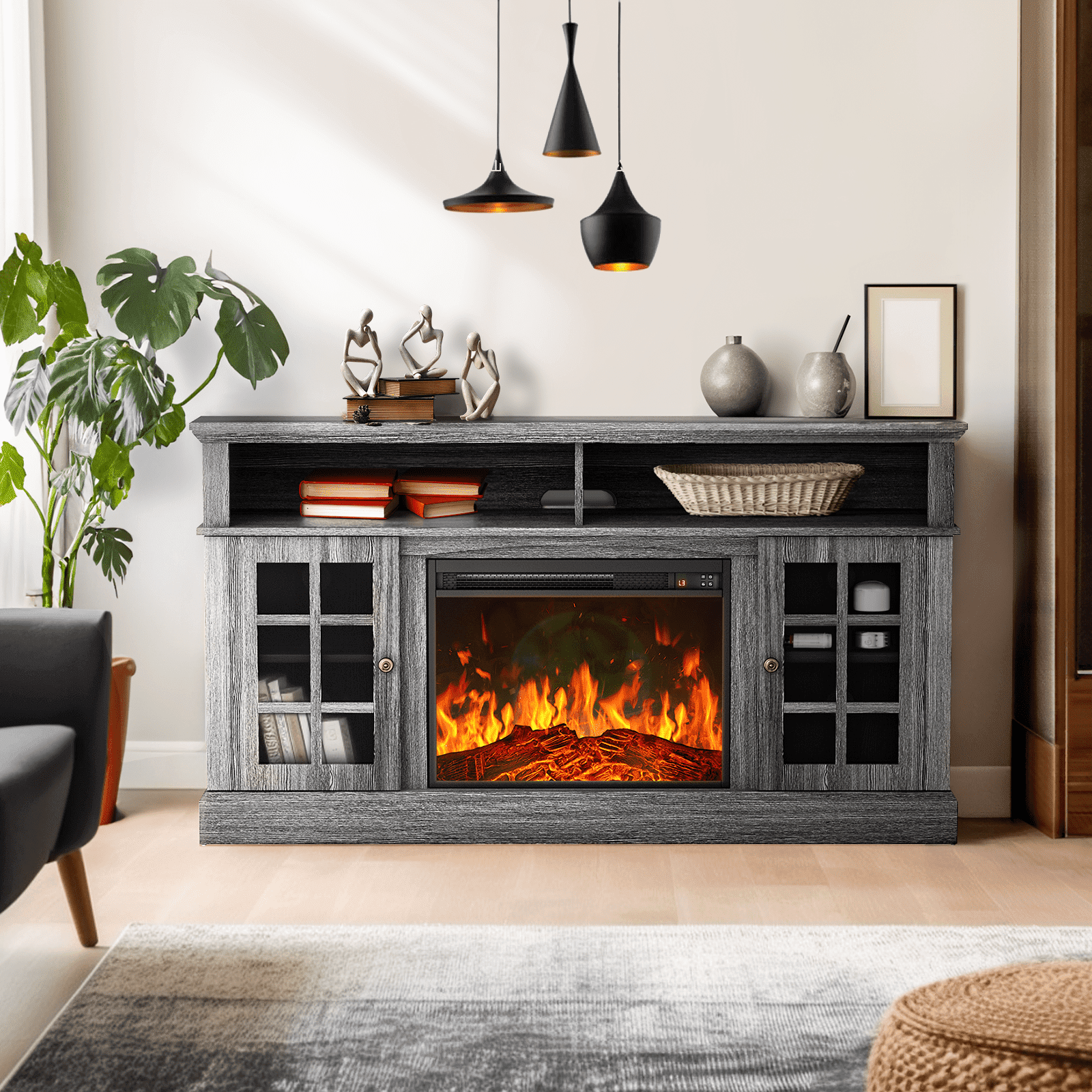 Tv console with fireplace for 65 inch tv deals
