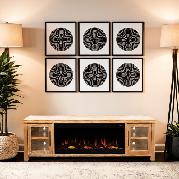 Electric Fireplace TV Stand for Big Screens / 400 Sq Ft Heat, Automatic Control