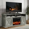 thumbnail image 1 of Electric Fireplace TV Stand for TVs up to 75", Farmhouse Entertainment Center with Fireplace, Grey, 1 of 9