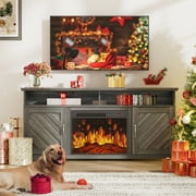 Electric Fireplace TV Stand for TVs up to 70 inch with Remote Control Entertainment Center with 23″ Fireplace, Gray