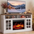 thumbnail image 1 of Electric Fireplace TV Stand up to 75" TVs, Farmhouse Entertainment Center wiht 23" Fireplace for Living Room, White, 1 of 10
