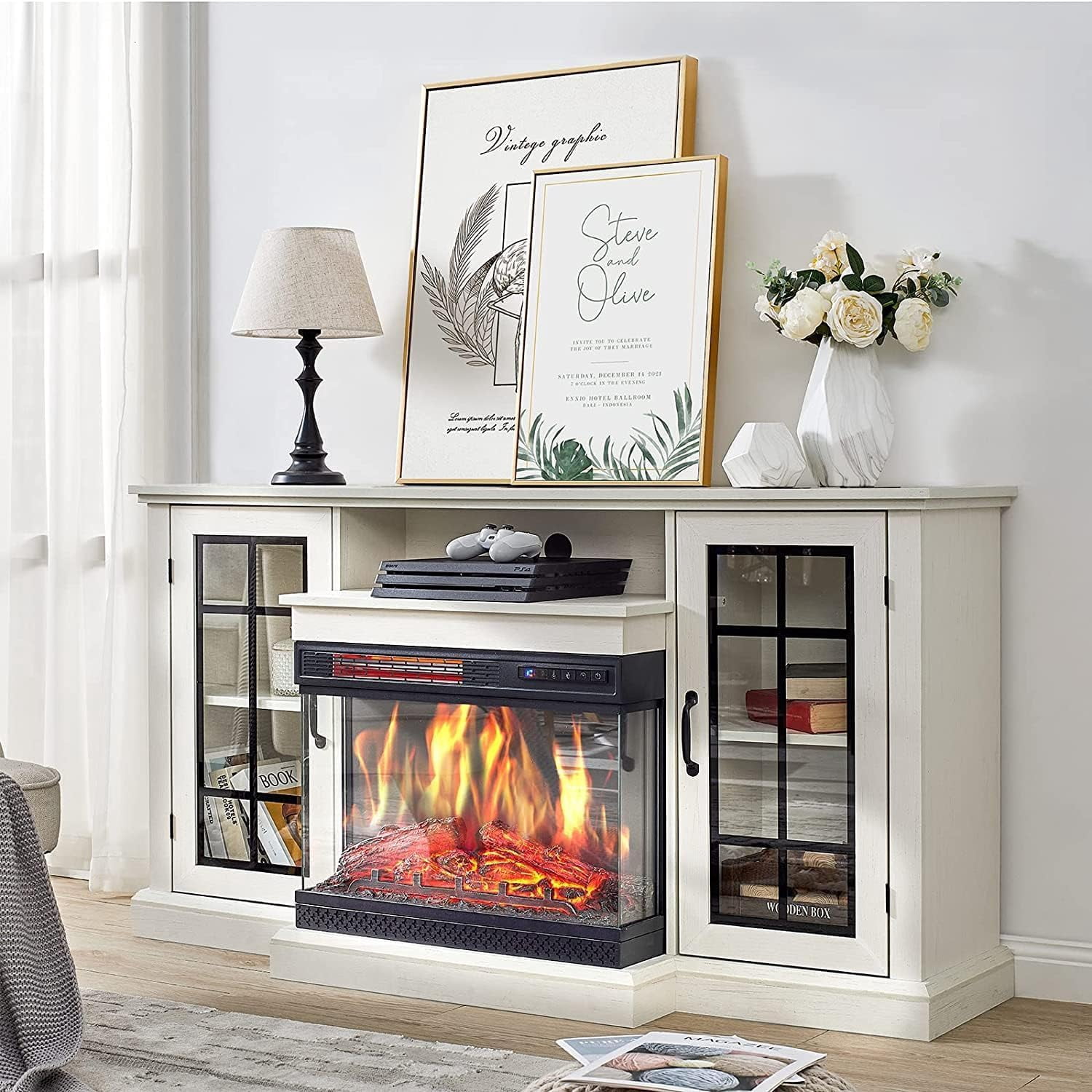 Electric Fireplace TV Stand with Fireplace Insert - Media Console