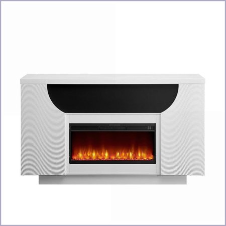 Electric Fireplaces 76 Inch White with TV Lift | Contemporary | Freestanding