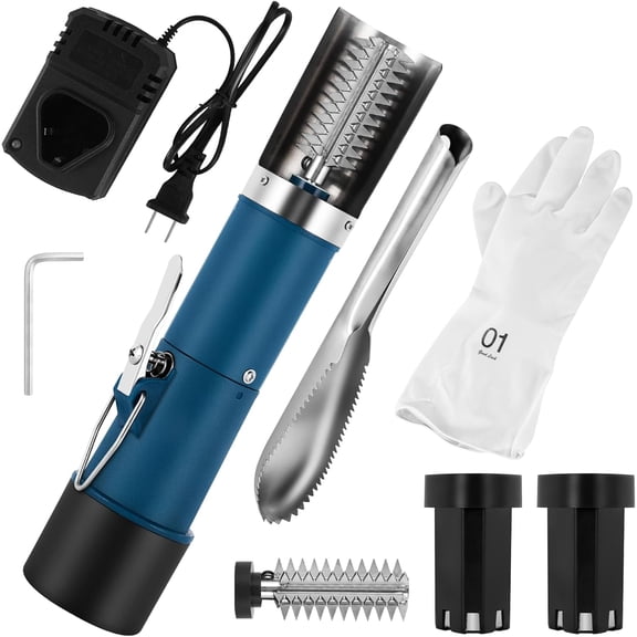 Electric Fish Scaler Remover, Cordless Fish Scale Scraper Cleaner, Powerful Fish Descaling Tool with Manual Scaler, 2 Batteries & Cutter Heads