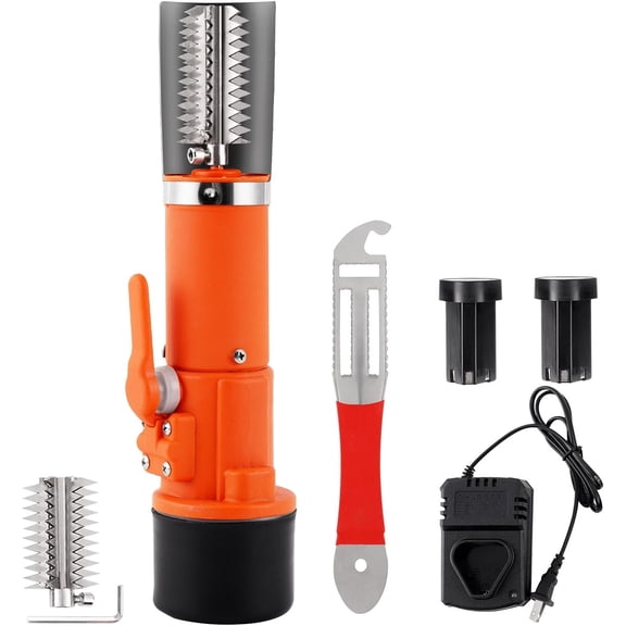 Electric Fish Scaler Remover, Powerful Fish Scraper Cordless Fish Scale Cleaner Set Rechargeable Automatic Fish Scaler Scraper Waterproof (2 Batteries & 2 Cutter Heads)