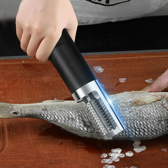 Electric Fish Scaler Remover Rechargeable with USB Cable, Powerful Descaler for Home and Commercial Use, Automatic Cleaning Tool for Various Fish Types(Black)