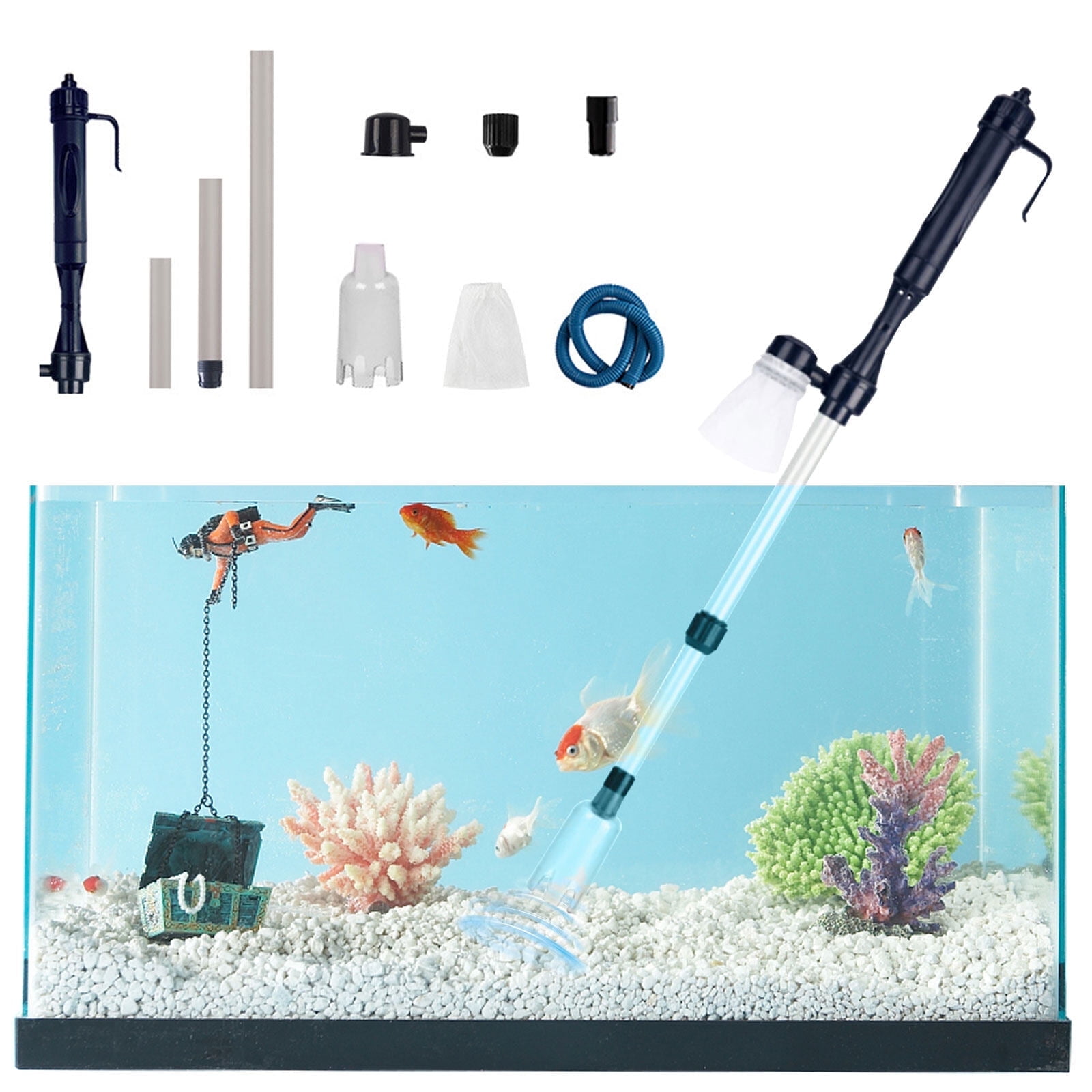 Electric Fish Tank Vacuum Cleaner - Aquarium Gravel Cleaner Kit, Automatic Fish Tank Cleaning Tools, Adjustable Fish Tank Cleaner for Wash Sand Water Filter Water Changer Water Circulation