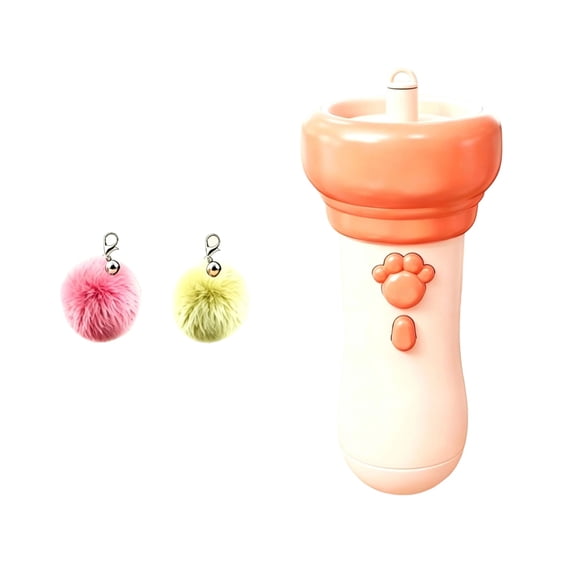 Electric Fishing Cat Toy with Plush Ball and Retractable String, Auto Launch Toy, Pink