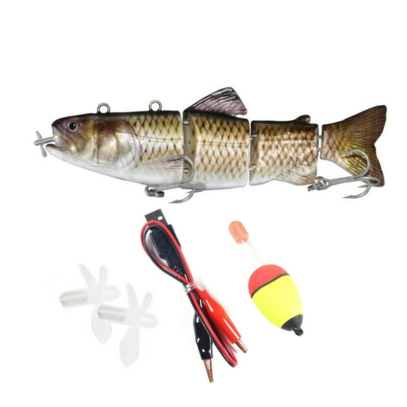 Electric Fishing Lure with Hooks USB Rechargeable LED Luminous Swimbait Robotic Artificial Bait Fishing Accessories