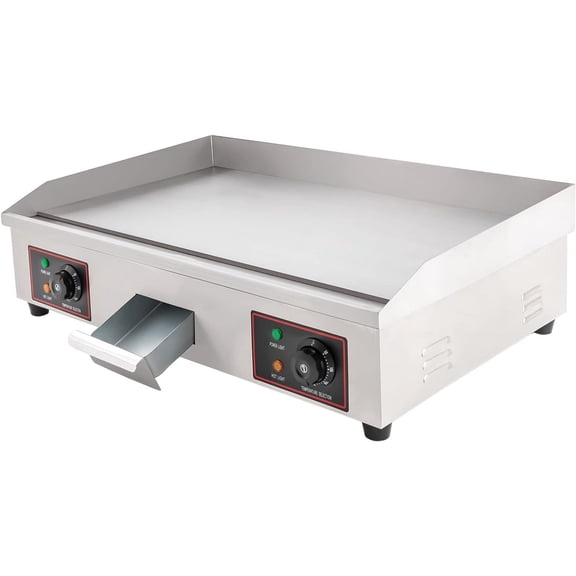 Electric Flat Top Grill Indoor & Outdoor 3000W Commercial Countertop Griddle 28.7"x15.7" Stainless Steel Flat Top Teppanyaki Grill with Dual Independent Thermostatic Control(NO PLUG)