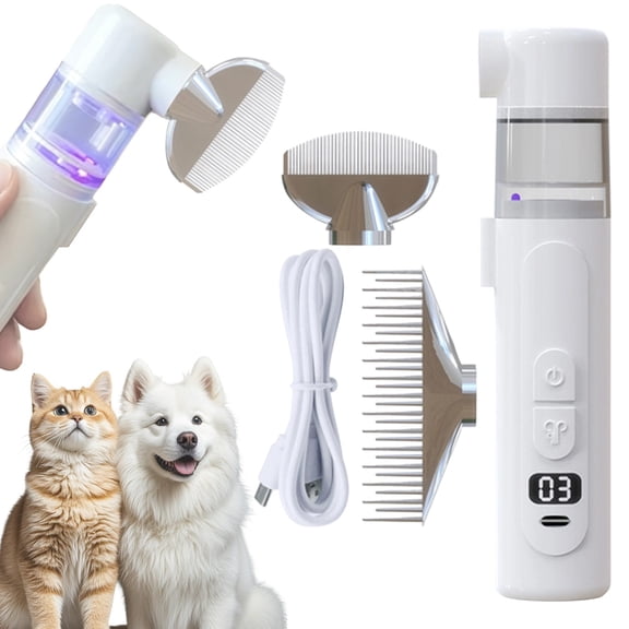 Electric Flea Comb For Cats,2 in 1 Pet Combs, Electric Pet Flea Remover Brush & Detangling Comb | 360 Rotation Comb Teeth, Rechargeable Flea Comb, Vacuum Pet Grooming Brush for Cats & Dogs