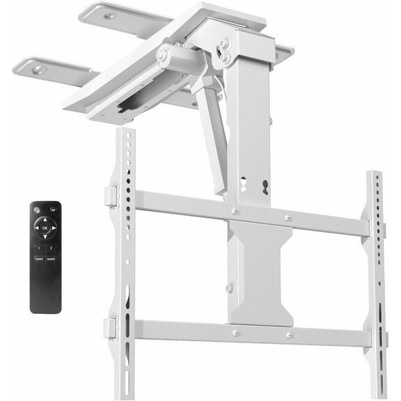 Electric Flip Down Ceiling TV Mount for 37 to 70 inch Screens, Large Motorized Flat or Pitched Ceiling VESA Mount, Holds up to 99 lbs, App and Voice Control, White, MOUNT-E-FD75CW