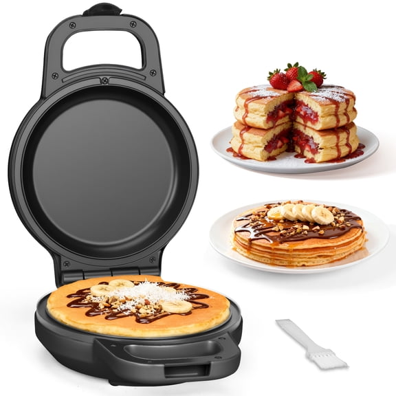 Electric Flip Pancake Maker - 6.5" Ceramic Nonstick Surface for Pancakes, Omelettes & Crepes, Blue