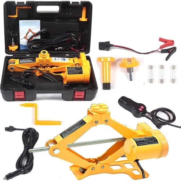 Electric Floor Jack 3 Ton -in-one Automatic 12V Scissor Lift Jack Set for Sedans SUV w/Double Saddles Remote Tire Change Repair Tool Kits Floor Jack Wheel Change(3T)