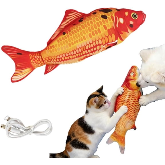 Electric Flopping Fish Cat Toy - 5-in-1 Interactive Toy with Music, Lights, Motion & Catnip, Automatic Swinging Plush for Indoor Cats, USB Rechargeable Remote Control Kitten Exercise Toy1pcs0