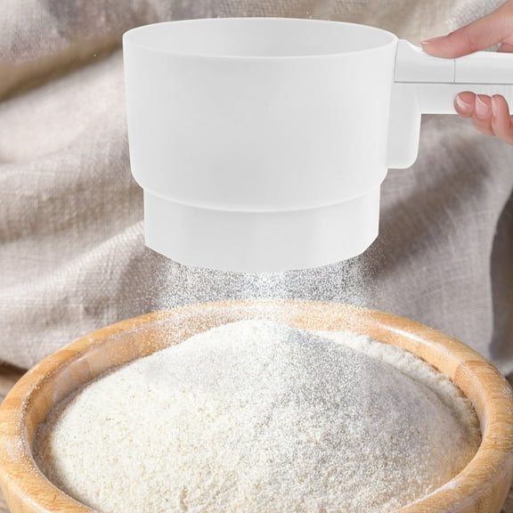 Electric Flour Sifter Battery Operated Flour Sieve Handheld Electric Baking Sifter with Handle Fine Mesh Flour Sifter Multifunction Flour Sieve for Baking Cooking