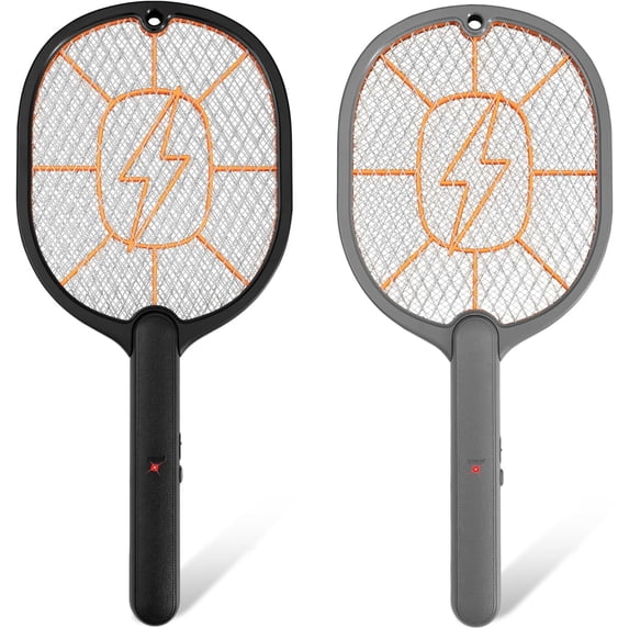 Fly Racket Small Electric Fly Swatter 2 Pack (Black & Gray), High-Voltage Bug Zapper ...
