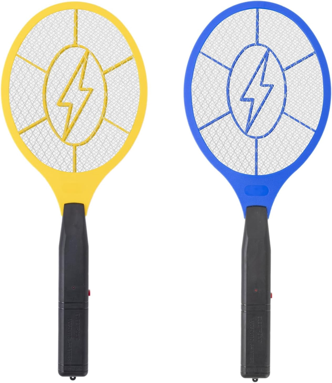Electric Fly Swatter 2 Pack (Yellow & Blue) – High-Voltage Bug Zapper with Safety Mesh, Perfect for Indoor/Outdoor Use AA Batteries Required (Not Included)