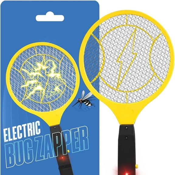 Electric Fly Swatter - 2AA Battery Powered (not incl.) - 3-Layer Protection Grid Bug Zapper Racket for Home Bedroom Kitchen Office Backyard Patio Indoor Outdoor