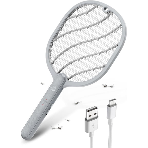 Electric Fly Swatter, 3800V Bug Zapper Racket, Rechargeable 1200mAh Mosquito Killer, 3-Layer Safety Mesh, Lightweight, Easy to Use, Indoor Home Office Backyard Patio Camping (Basic 1 Pack)