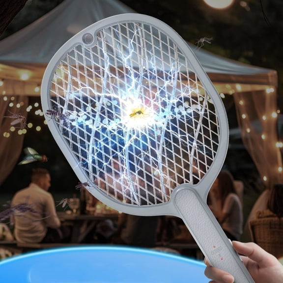Electric Fly Swatter, 3800V Handheld Bug Zapper Racket, Type-C Rechargeable, Mosquito Zapper for Indoor Outdoor, 3-Layer Safety Mesh, Easy to Use, Lightweight (1 Pack)