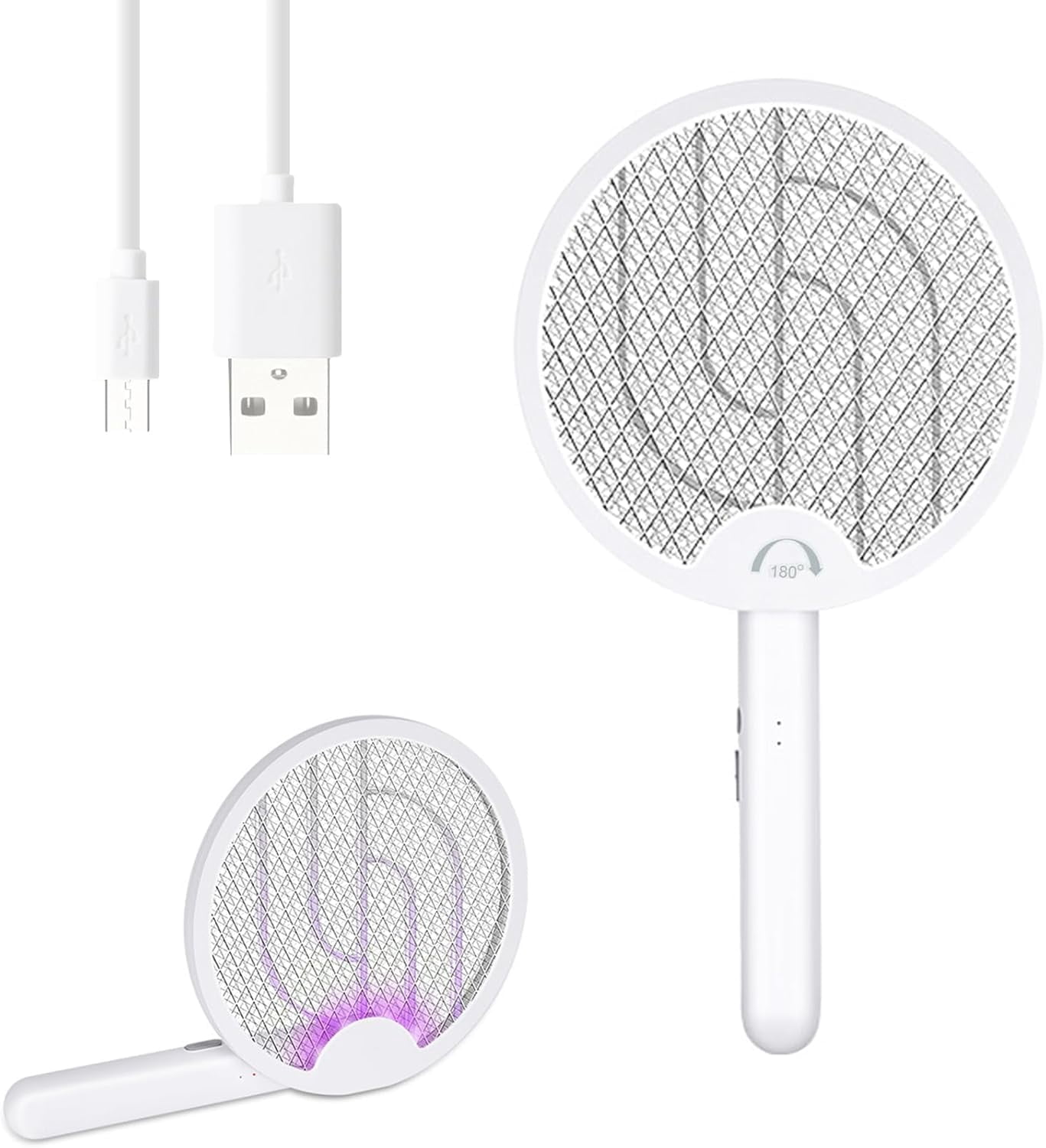 Trap Racket Electric Fly Swatter 4000V, Bug Zapper Racket Indoor with USB ...
