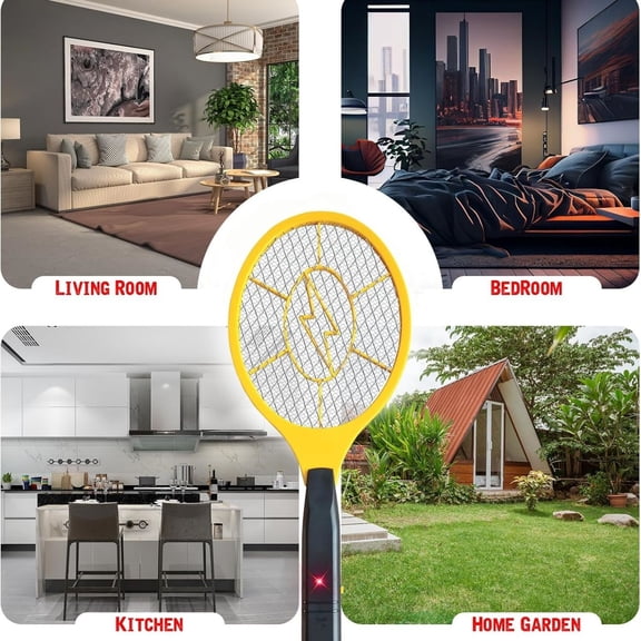 Electric Fly Swatter Battery Operated Bug Zapper Racket, Mosquito & Insect Killer, Handheld Pest Control, Indoor & Outdoor Use