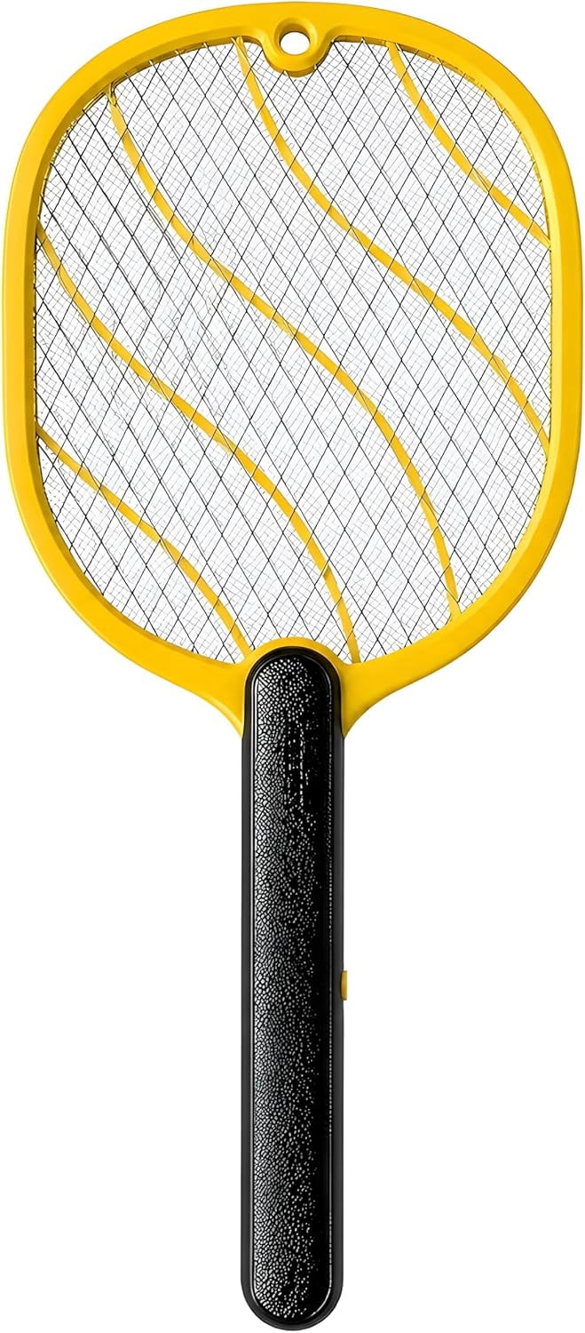 Electric Fly Swatter – Battery Powered Bug Zapper Racket with 2 AA Batteries Included, 3-Layer Safety Mesh, Handheld for Indoor, Outdoor, Home, Bedroom, Kitchen, Office, Backyard, Patio